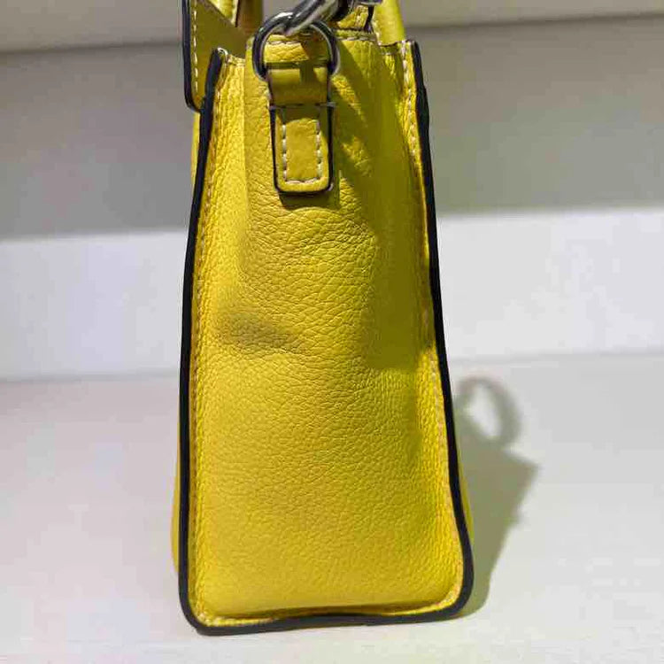 CELINE Drummed Nano Bag with Strap, Yellow Calfskin Leather - ShopShops