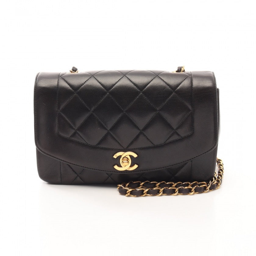 Chanel Diana Flap Crossbody Lambskin Leather Bag,Black - ShopShops
