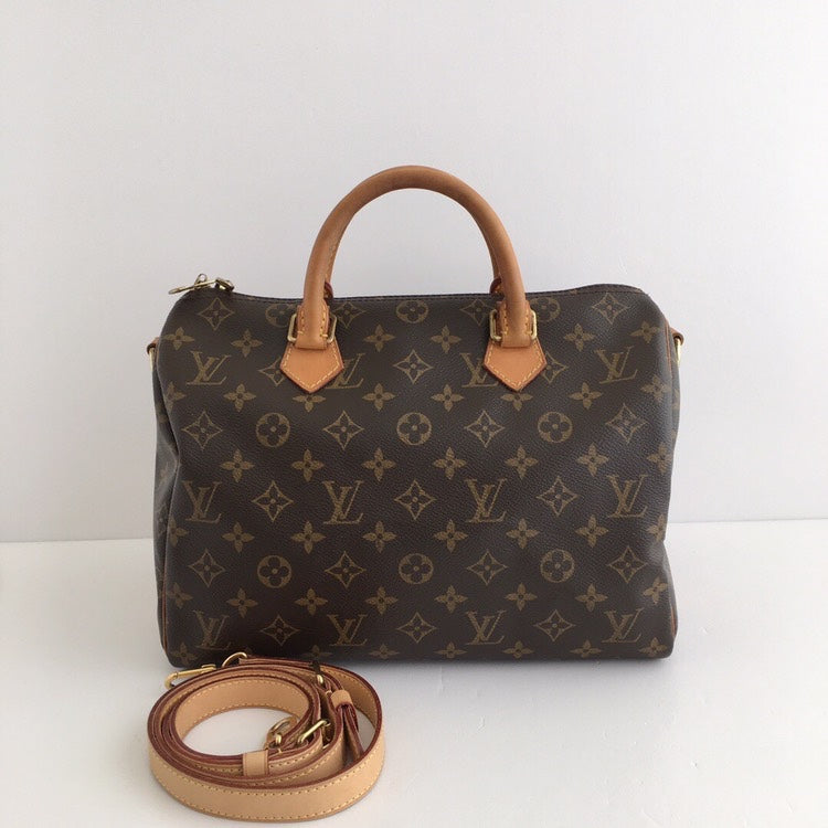 Louis Vuitton Monogram Speedy 30 Handbag, Brown - ShopShops