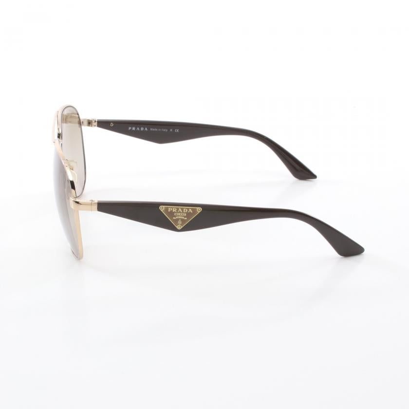 Prada Unisex Aviator Sunglasses, Gold Brown - ShopShops