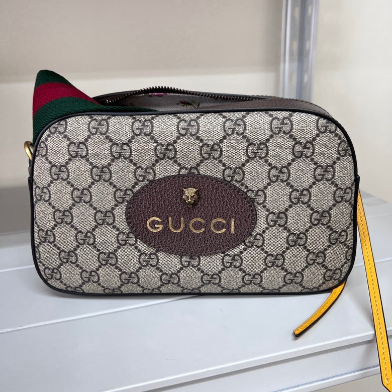 Gucci GG Supreme Neo Vintage Messenger Crossbody Bag,Beige - ShopShops