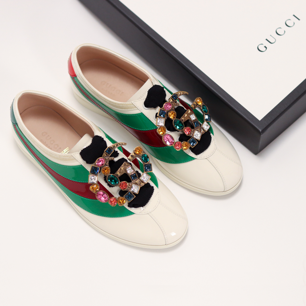 Gucci Falacer Patent Leather Sneakers - ShopShops