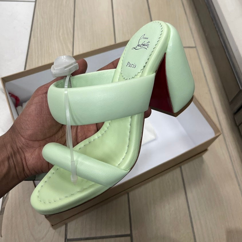 Christian Louboutin Mint Sandal Puffer Heels, Brand New - ShopShops