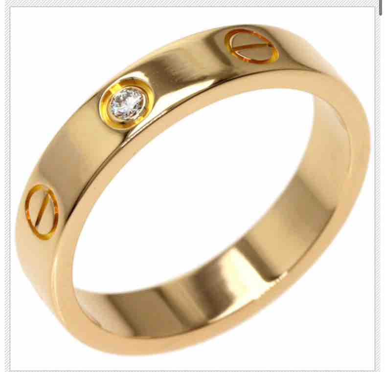 CARTIER Mini Love Ring 1P Diamond 52 Ring 18k Rose Gold - ShopShops