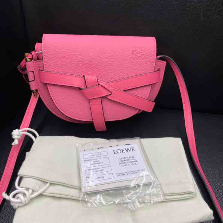 LOEWE Mini Gate Crossbody Bag, Pink Leather - ShopShops