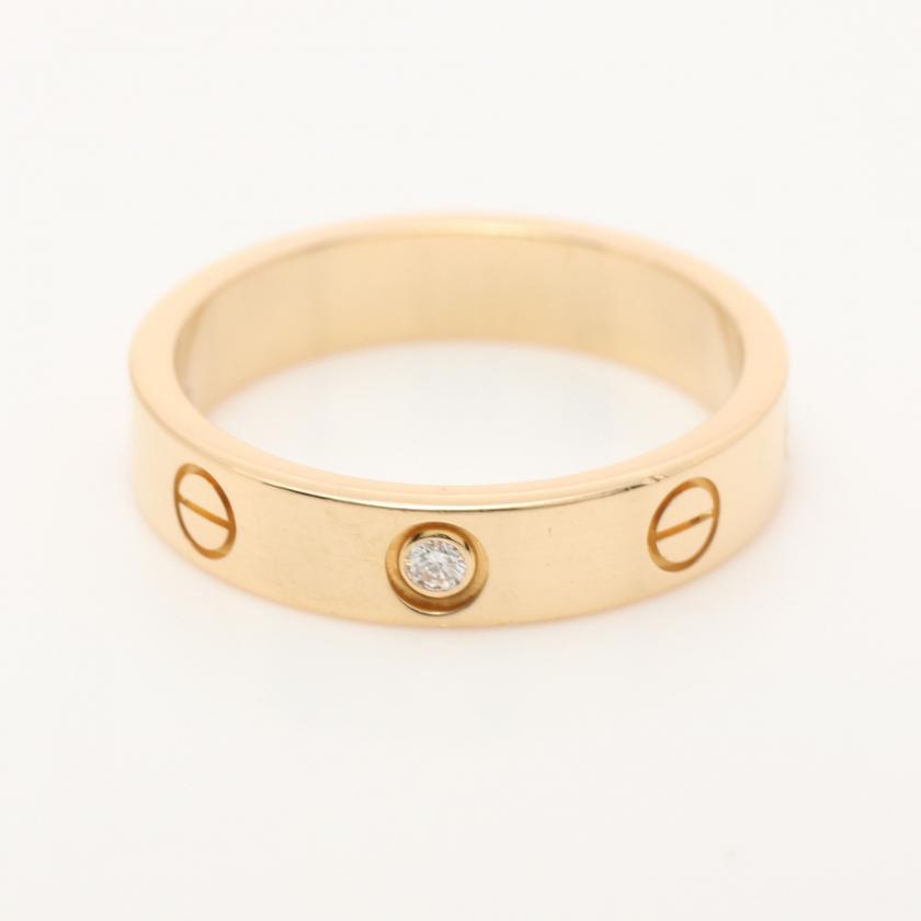 Cartier Mini Love Ring Ring Ring K18yg Diamond Yellow Gold Clear 1p Diamond - ShopShops