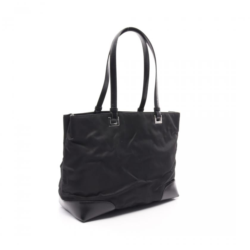 PRADA Tessuto Acciaio Tote Bag, Nylon & Leather, Black - ShopShops