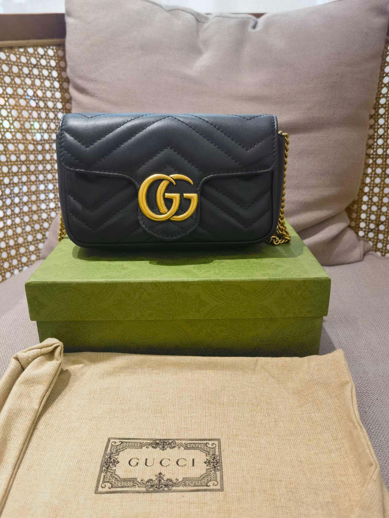 Gucci Marmont Super Mini Crossbody Bag, Leather, Black - ShopShops