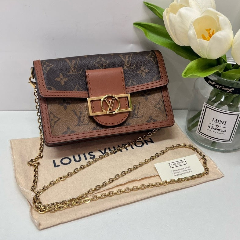 Louis Vuitton Dauphine Shoulder Bag Reverse Monogram Canvas Mini - ShopShops