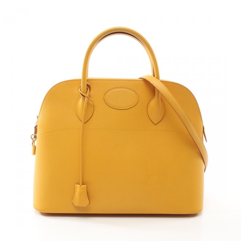 Hermès Bollide 35 Cushbel Handbag 2way Bag Leather Yellow - ShopShops