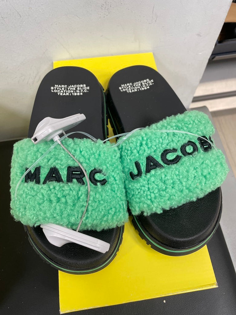 Marc Jacobs Green Sherpa Slides, Brand New - ShopShops