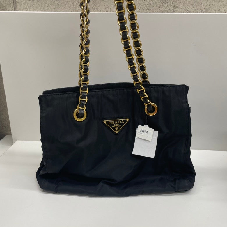 PRADA Vintage Tessuto Quilted Tote Bag,Black,Nylon - ShopShops
