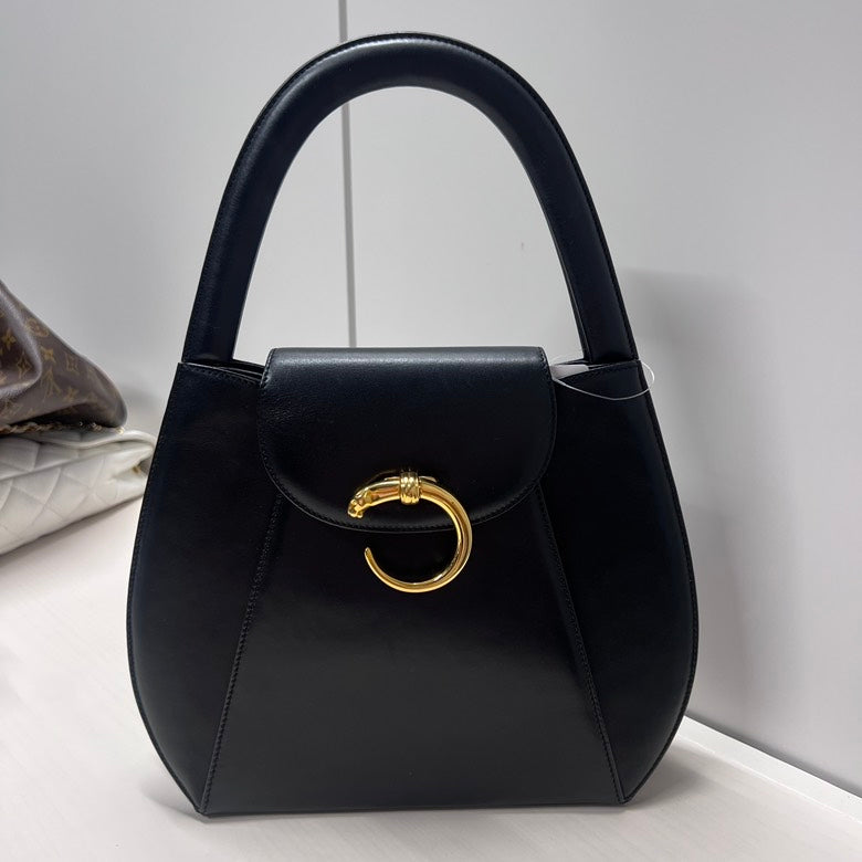Cartier Panthere Black Leather Handbag - ShopShops