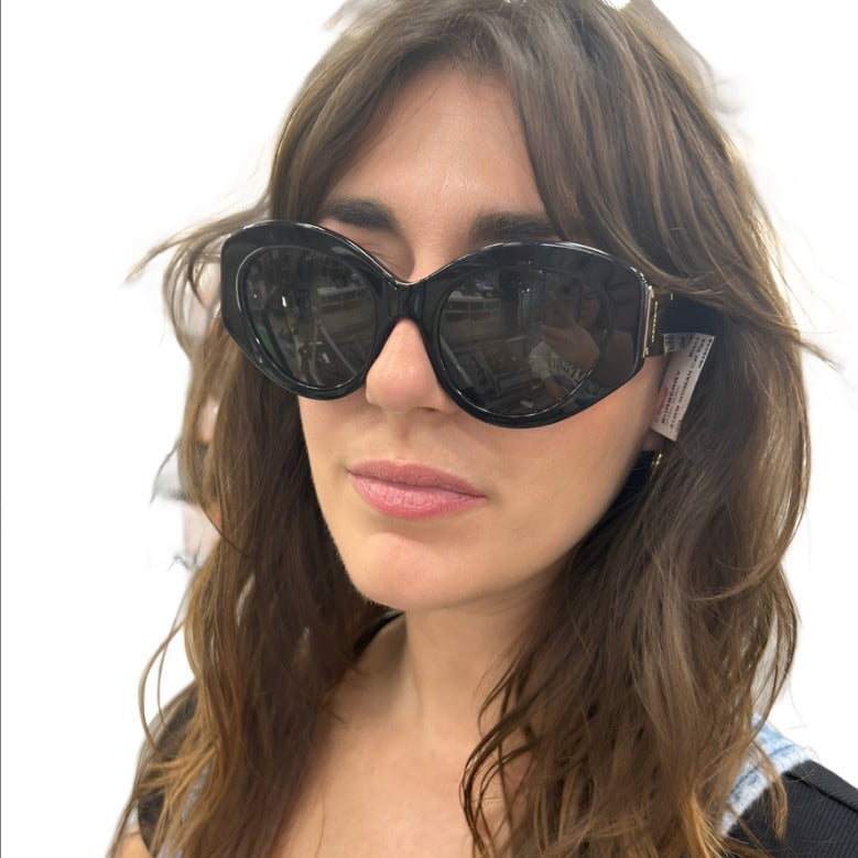 Burberry Women‘s Gold Plated Cat Eye Black Sunglasses, Brand New - ShopShops