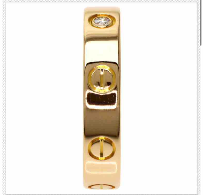 CARTIER Mini Love Ring 1P Diamond 52 Ring 18k Rose Gold - ShopShops