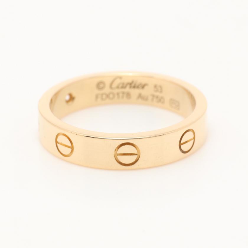 Cartier Mini Love Ring Ring Ring K18yg Diamond Yellow Gold Clear 1p Diamond - ShopShops