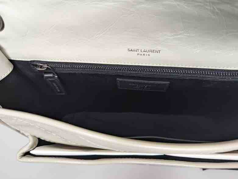 YSL Niki Shoulder Bag, White Leather, Medium - ShopShops