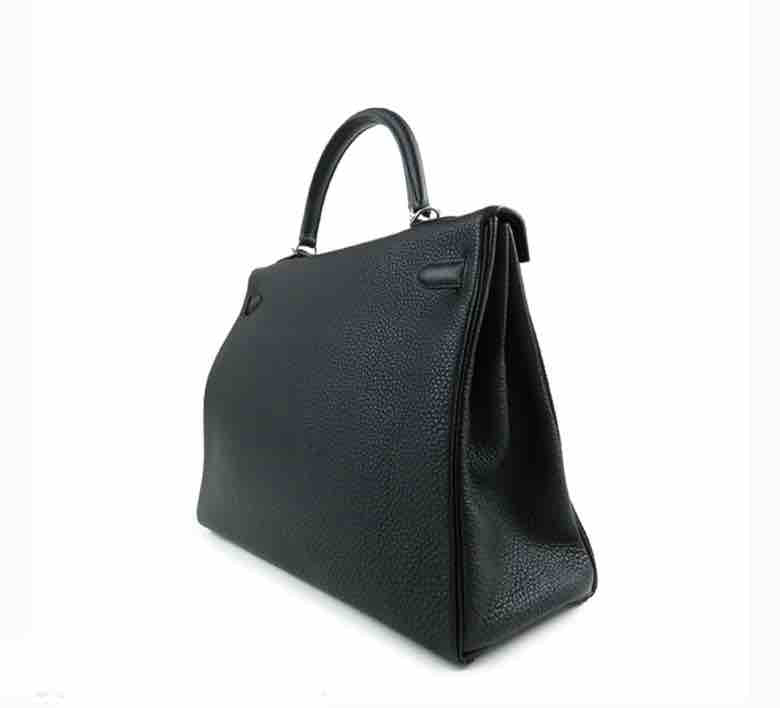 HERMÈS Kelly 35 SPO Togo Leather Black/Blue Royal D 2019 - ShopShops