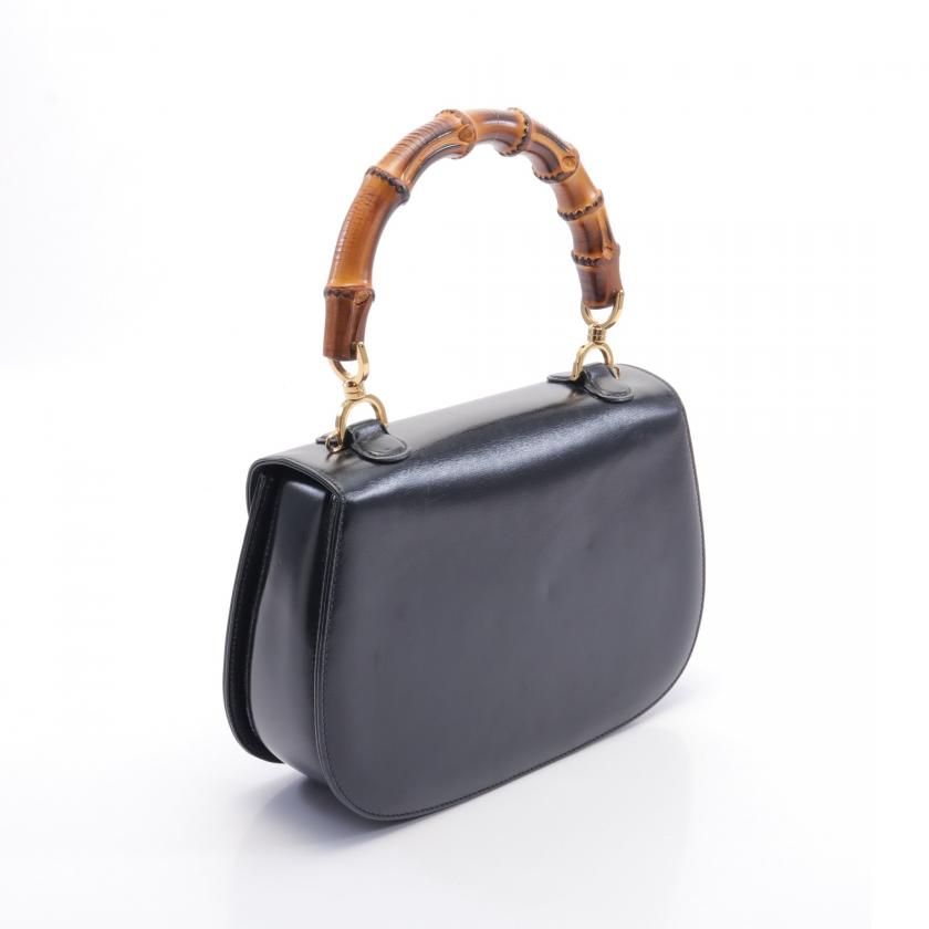 Gucci Bamboo Handbag Leather Black - ShopShops