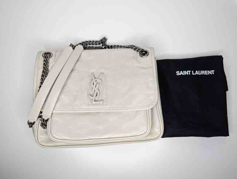 YSL Niki Shoulder Bag, White Leather, Medium - ShopShops