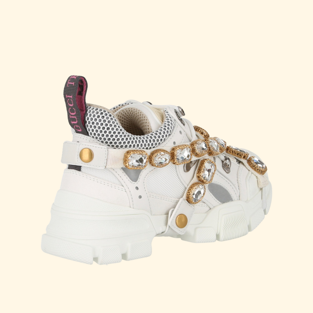 Gucci Flashtrek Chunky Leather Sneakers, White, Brand New - ShopShops