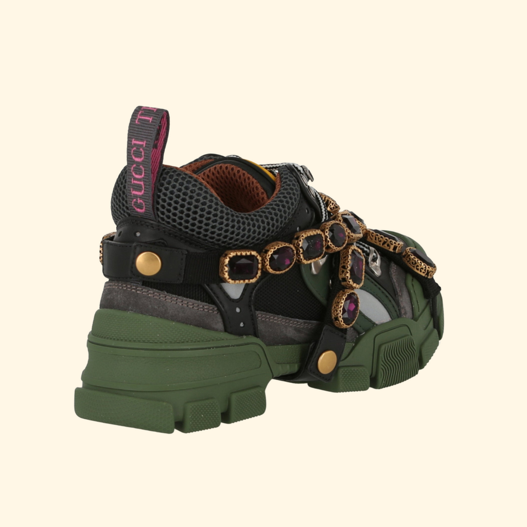 Gucci Flashtrek Chunky Leather Sneakers, Green, Brand New - ShopShops