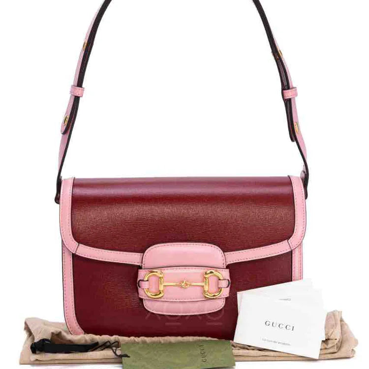GUCCI Horsebit 1955 Shoulder Bag, Red Calfskin, Small - ShopShops