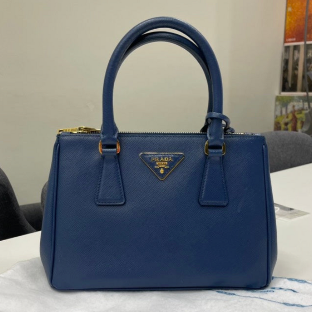 Prada Turquoise Saffiano Leather Galleria Tote Bag, Blue - ShopShops