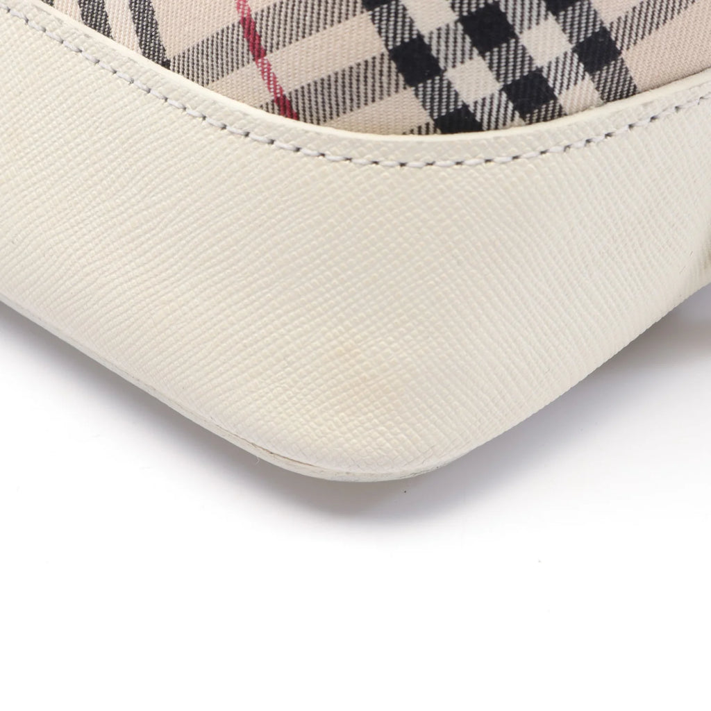 Burberry Nova Check Handbag Canvas Leather Beige Off White - ShopShops