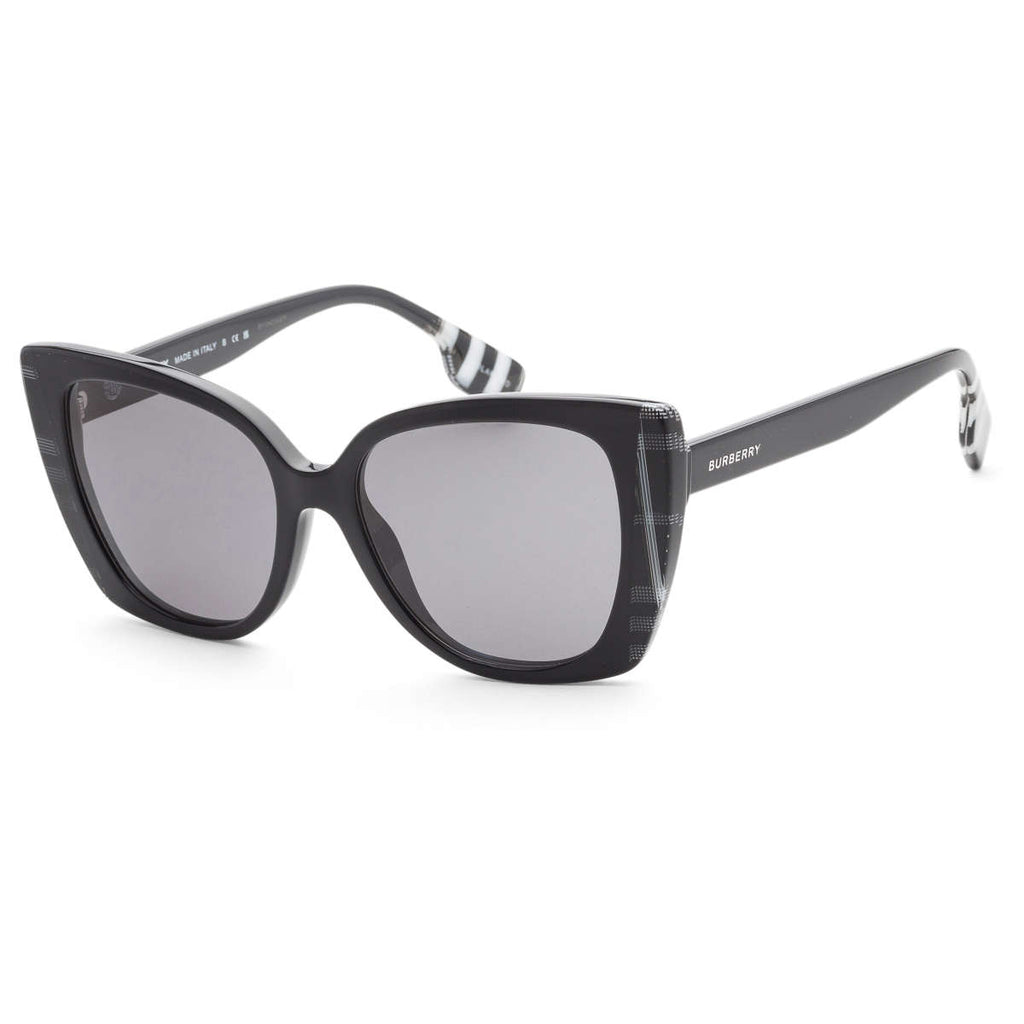 Burberry Women's Meryl BE4393-40518G 54mm Black/Check White Black Sunglasses - ShopShops