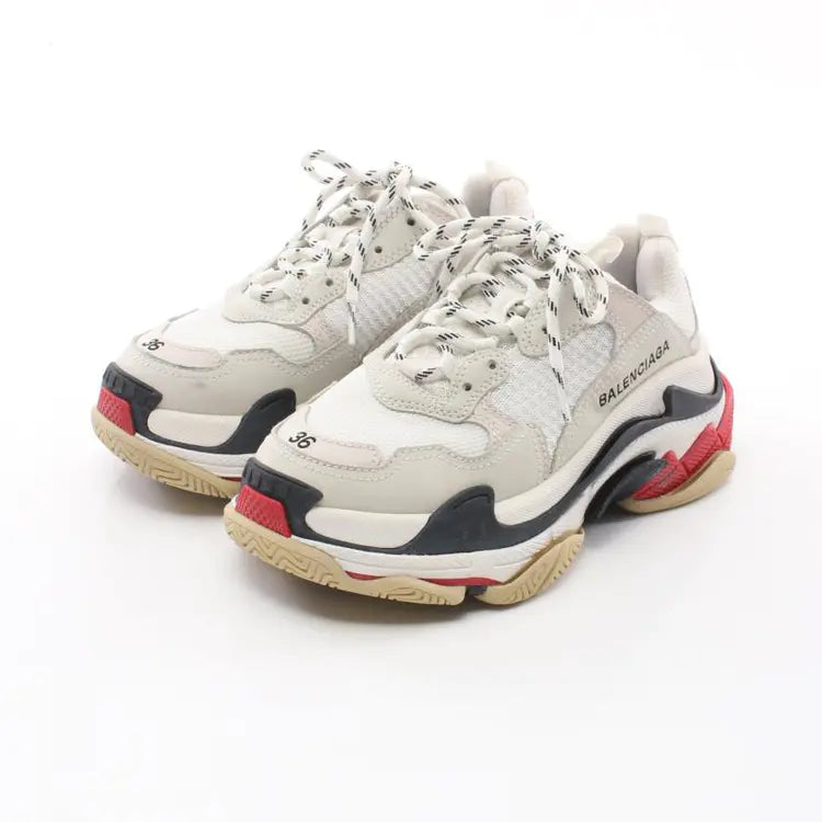 BALENCIAGA Triple S Lace Up Sneakers, Off White Light Gray, Size 36 - ShopShops