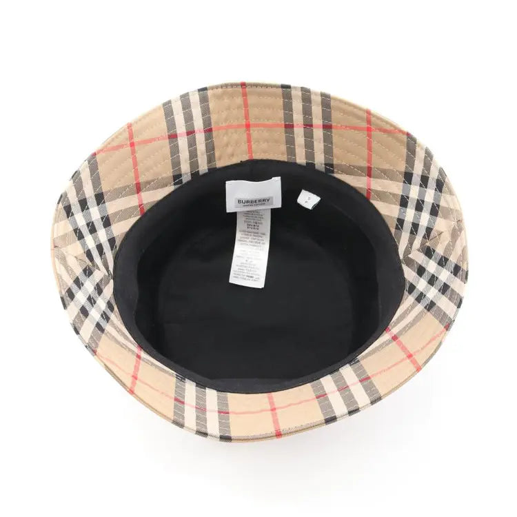 BURBERRY Neutral Patterned Check Bucket Hat - ShopShops