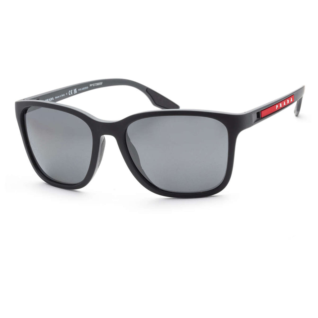 Prada Men's PS-02WS-UFK07H Linea Rossa 57mm Grey Rubber Sunglasses - ShopShops