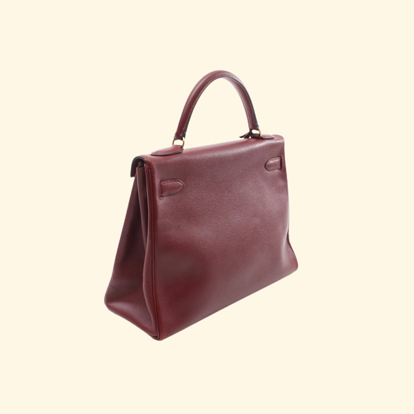 Hermès Kelly 32 Rouge Handbag Kushbell Red Gold Bracket Inner Sewing 2Way - ShopShops