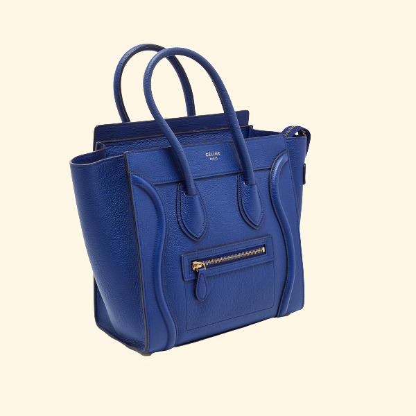 Celine Blue Leather Micro Luggage Tote Bag - ShopShops