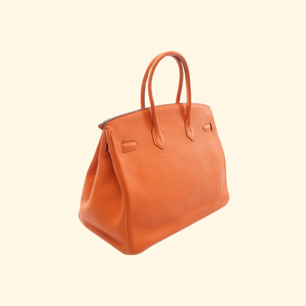 Hermès Birkin 35 Feu Handbag Togo Orange Gold Hardware - ShopShops