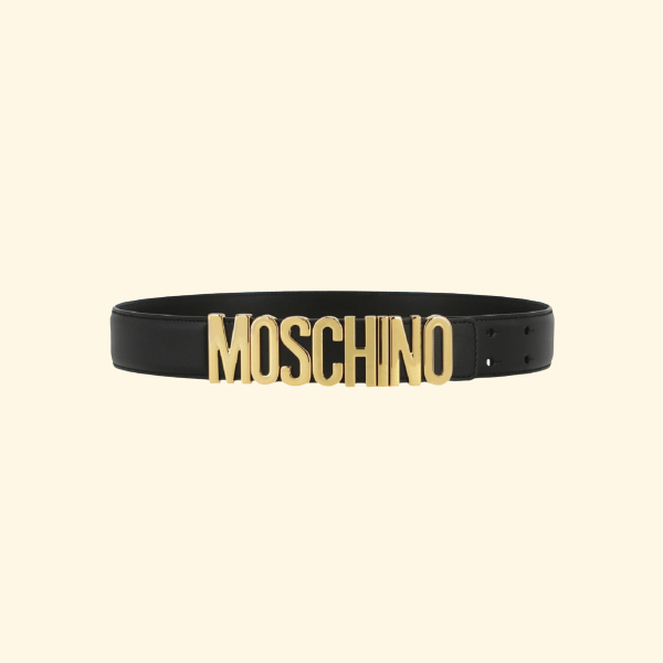 Moschino Leather Logo Belt, Brand New - ShopShops