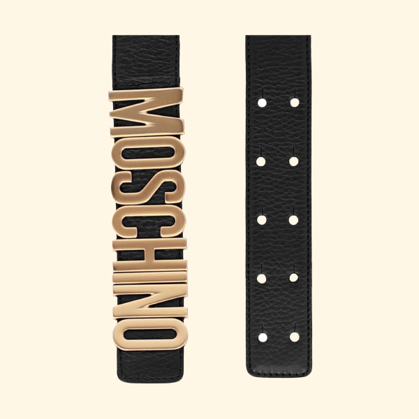 Moschino Leather Logo Belt, Brand New - ShopShops
