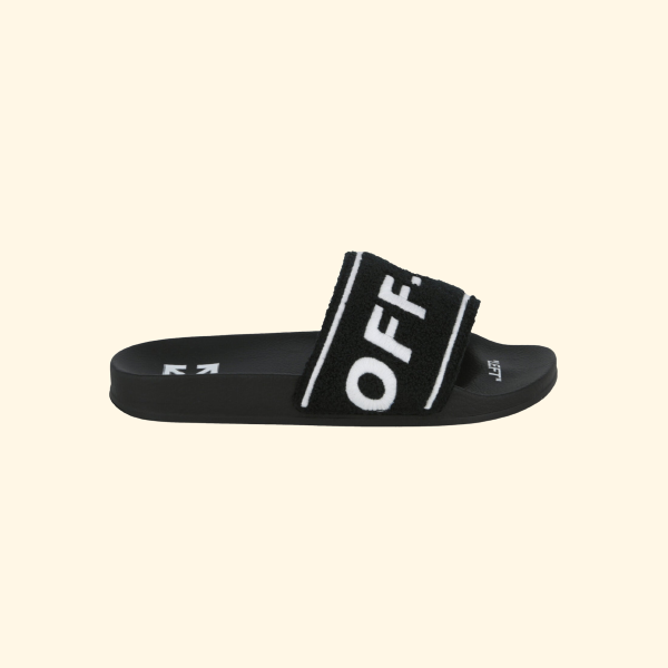 Off-White Logo-Embroidered Terry Slides, Brand New - ShopShops