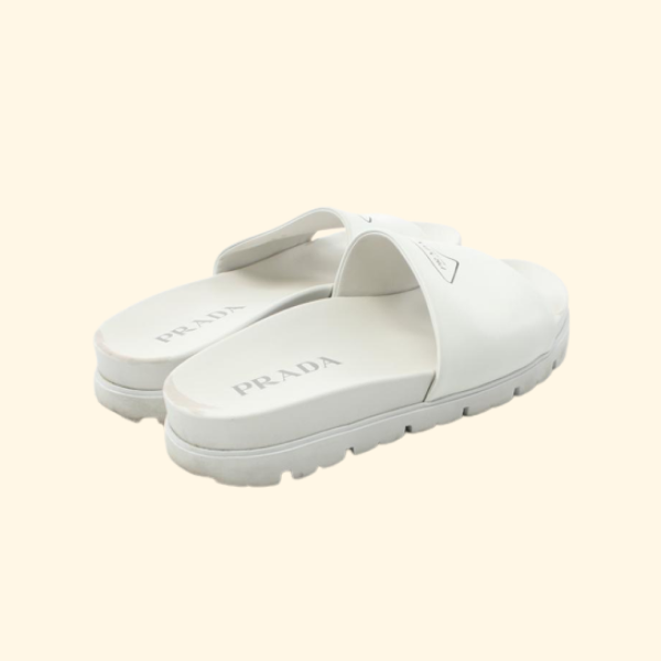Prada Slide Sandals Leather White - ShopShops