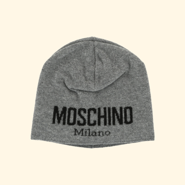 Moschino Embroidered Logo Wool Beanie, Brand New - ShopShops