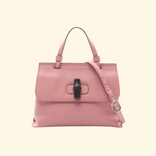 Gucci Daily Bamboo Handbag Leather Pink 2Way - ShopShops