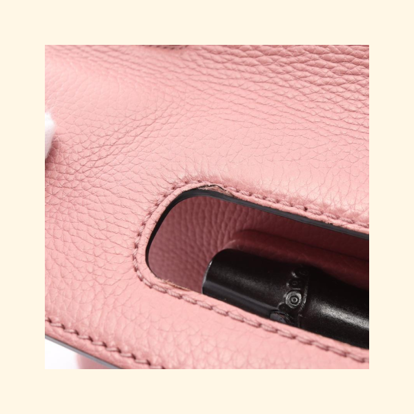Gucci Daily Bamboo Handbag Leather Pink 2Way - ShopShops