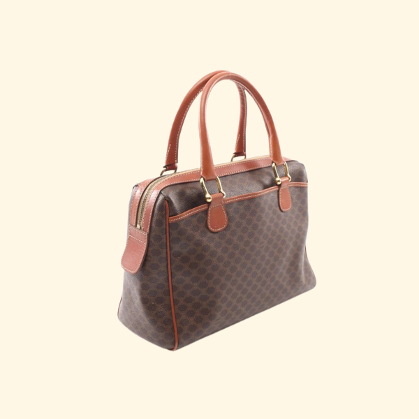 Celine Macadam Handbag PVC Leather Dark Brown - ShopShops