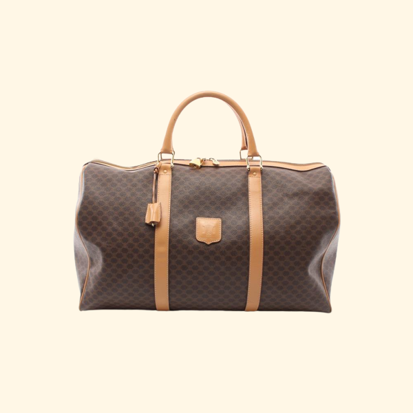 Celine Macadam Boston Bag PVC Leather Brown Light brown - ShopShops