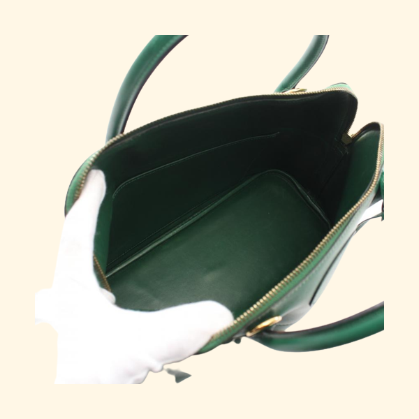 Hermès Bolide 31 Handbag Box Calf Green Gold Hardware - ShopShops