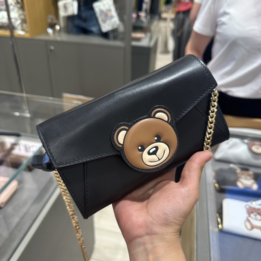 Moschino Teddy Bear Genuine Leather Wallet on Chain - ShopShops