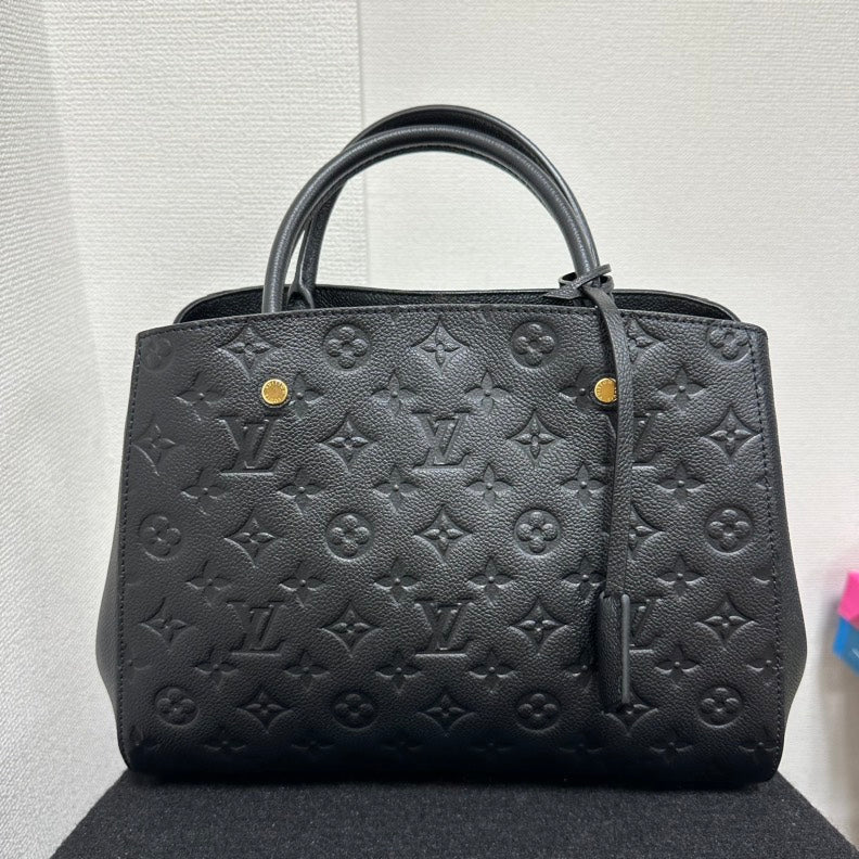 Louis Vuitton Monogram Empreinte Montaigne MM Bag,Black,Leather - ShopShops