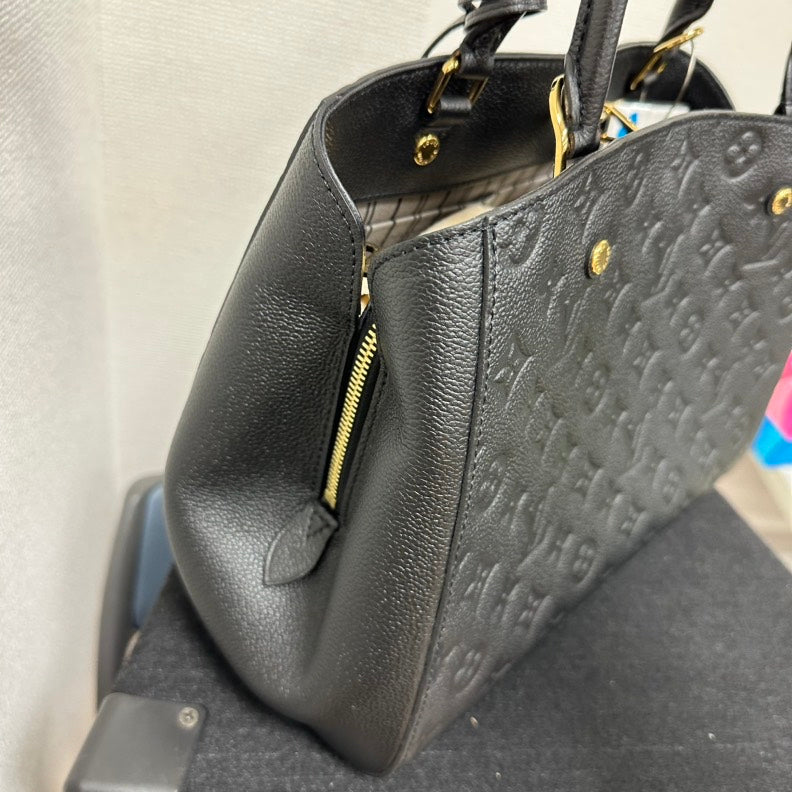 Louis Vuitton Monogram Empreinte Montaigne MM Bag,Black,Leather - ShopShops