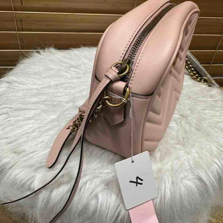 GUCCI GG Marmont Shoulder Bag, Pink, Matelasse Leather, Small - ShopShops